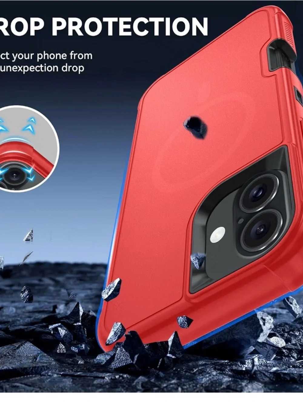 Magnetic Heavy Duty iPhone 16 Protective Case with HD Screen Protector - Red 6.1